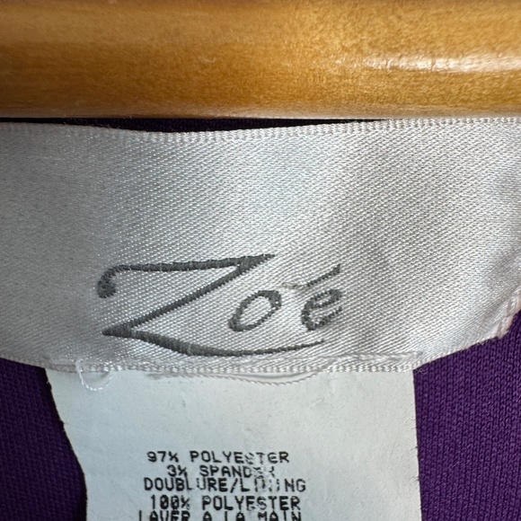 Zoe Women's Sleeveless‎ Ruffle Blouse Purple Size Large Sequin Lined Festival - Picture 3 of 13